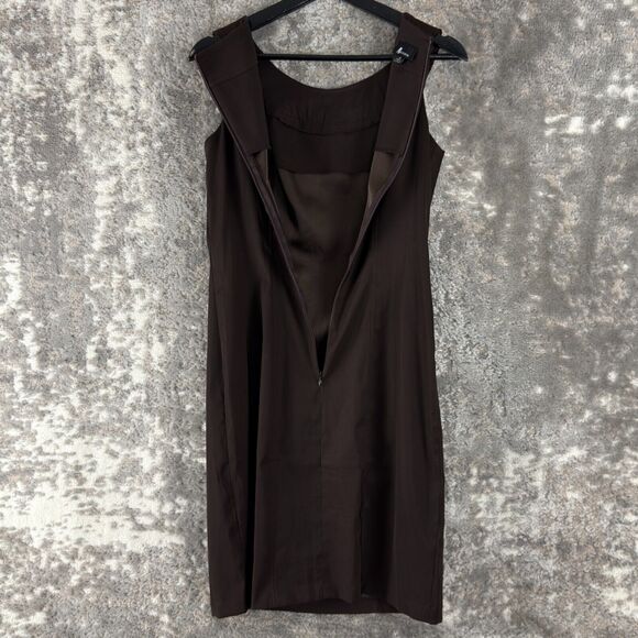 AB Studio Size 6 Beaded Sleeveless Mini Shift Dress Brown ZIp Casual Round Neck - Picture 4 of 10